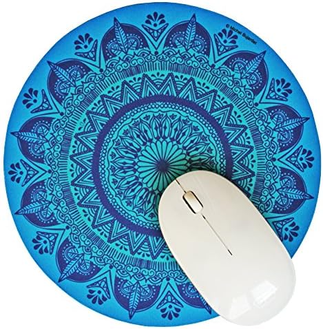 Blue Persia 8" Round Shape Mouse Pad by Michel Bujardet™ - The Persian Rug Mouse Pad. Great gift. Stylish, durable. Oriental Traditional Blue design mousepad.