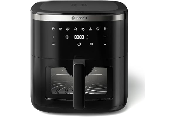 Bosch Crispmaxx Air Fryer 7.2L with baking tray, With Touch Panel,7 Presets menus,Illuminated Viewing Window, Shake Alarm,MAF671B5IN,Black
