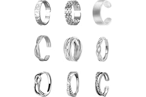 CQQNIU 9 Pieces of Fashion Rings, Adjustable Rings, Vintage Rings, Simple and Versatile Rings, Men’S Rings