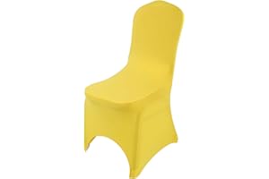 THE CHAIR COVER COMPANY Chair Covers Spandex Lycra Universal Slipcovers Dining Chair Cover Wedding Banquet Party Arched Front (Yellow, 1)