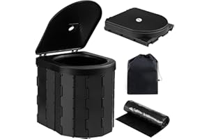 Toemics Portable Camping Toilet, Outdoor Foldable Toilet with Lid, Compact Travel Toilet for Adult Potty, Campervan Toilet, Collapsible Toilet Bucket, Camping Loo for Trip, Fishing, Picnic