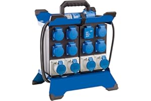 as - Schwabe Distributore di alimentazione portatile CEE Stecky Duo 5, spina CEE + 7 prese con contatto di protezione + 4 prese CEE + 2 porte USB, scatola di distribuzione dell'alimentazione mobile