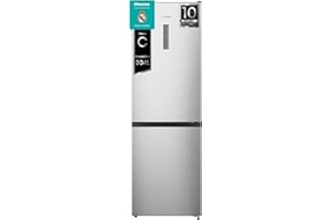 Hisense RB390N4BCC - Frigorífico Combi,No Frost, Inverter, Eficiente Clase C, Capacidad 304 L, 186 cm Al, Cajón Verduras, 4 Estrellas Congelador, Puerta Reversible, Silencioso 39dB, Color Blanco, Inox