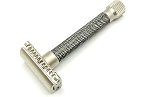 Parker Safety Razor, THE VARIANT OPEN COMB - Regulowana maszynka do golenia z podwójną krawędzią, dostosuj swoje golenie za pomocą obrotu tarczy od łagodnej do agresywnej - grafitowa szara