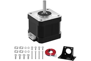 OUYANG Usongshine Nema 17 Motor paso a paso 420mN.m 0.9 grados con soporte y cable DP de 1 m para CNC, impresora 3D (17HS4401S-0.9°)