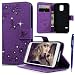 Produktbild Samsung Galaxy S5 / S5 Neo Hülle, Yokata Schutzhülle Ultra Dünn Slim Book Etui Tasche PU Leder mit Innere Soft Silikon Gel Karten-Slot Brieftasche Eingebautem Magenet [Lanyard mit Diamant Blumen und Schmetterling Muster] Retro Glizter und Standfunktion Displayschutz Cover Tasche Smart Case Ledertasche Handyhülle - Lila