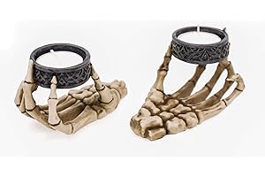 JOH. VOGLER GMBH 2er Set Teelichthalter Skeletthand Skelett Totenschädel Totenkopf Gothic Figur Teelicht Kerze