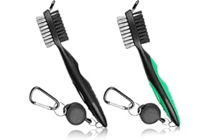JEYORZY 2 Pcs Golf Spazzola per Mazze,2 in 1 Spazzola da Golf,Pulisci Scanalature per Mazze Retrattile Setole,Mazza da Golf Spazzole Groove per La Pulizia