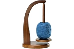 Buaak Yarn Holder, Wool Unwinder, Wooden Yarn Spinner Stand for Crocheting and Knitting, Wooden Yarn Stand, Knitting Accessories, for Grandma, Mother's Gift (Retro Color)