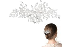 INNAL Pettine per Capelli da Sposa Accessori Sposa Capelli Accessori per Capelli da Sposa con Fiore in Argento Sposa Accessori Strass,Adatto per Accessori per Capelli da Sposa Signore(Argento)