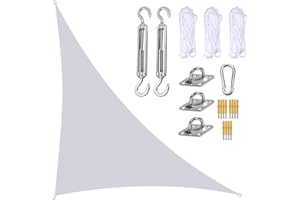 Marooma Sun Shade Sail, 4 x 4 x 5.7 m Triangle Sun Sail Shade Garden Sail Canopy with Fixing Kit, Right Angle Garden Shade Sails Sunshade Awnings for Outdoor Garden Patio