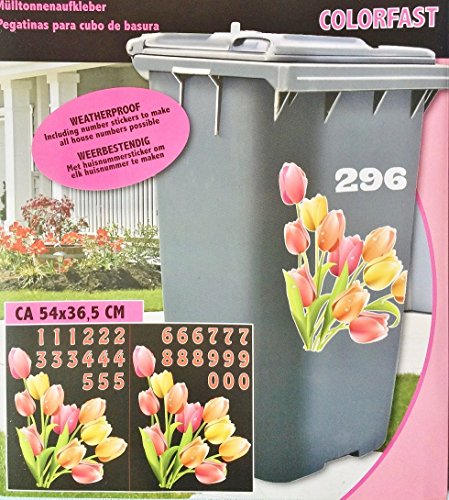 Mülltonnenaufkleber Mülleimer Aufkleber Mülltonne Sticker Fenster Wand (Tulpen)
