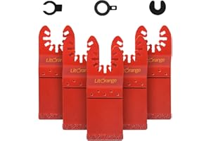 Litorange Carbide End Multi Tool Blades Oscillating Saw Blades Mortar Plaster Grout Remover Compatible with Dewalt Milwaukee Makita Bosch Dremel 5 Pack