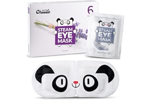 Chillife 5+1 Mascara de ojos con fragancia a lavanda I Antifaz cálido para relajación, spa, bienestar I Ideal para ojos secos, hinchados y ojeras I Mascara de vapor con diseño de panda