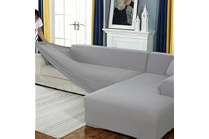AYouge Sofa Cover, Corner Sofa Cover, Stretch Sofa Cover with Fixed Foam Rod, for 1/2/3/4-Seater (L-Shaped Corner Sofa Requires Two Covers)