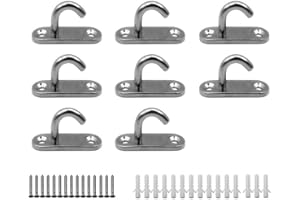 JINXIAN JINXM Crochets Ouverts Ovales Ancre de Plaque Œil Crochet de Montage à Vis Murale,Crochet de Suspension pour Hamac Yoga Moustiquaire Bateau Gréement Quincaillerie de Pont Marin（8 Pièces）