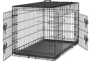 Yaheetech Gabbia per Cani Gatti Kennel in Metallo Cuccioli Pieghevole con Vassoio Rimovibile Doppia Porta e Divisorio Regolabile 107 × 60 × 66 cm Nero