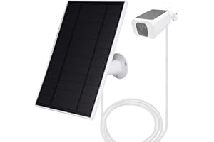 Offfay Solar Panel for Security Camera, 6W 5V Solar Panel Charger for Wireless IP Battery Camera, Micro USB to USB-C Adapter, IP65 Waterproof, Continuous Power Supply, Plug and Play, 1 Pack