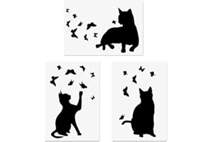 CODOHI Pochoirs papillon chat, 3 pièces modèle réutilisable taille A4 pour peinture sur bois tissu toile mur bricolage projets d'art 21x29.7 cm