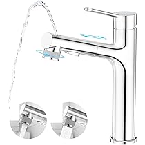 Rubinetto Lavabo Alto Ibergrif - Beccuccio Girevole 360°, Cromato, Con Tubi Flessibili - Foto 4