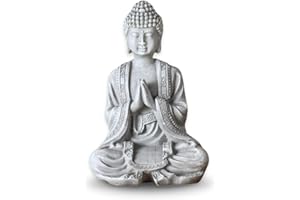 ZEN LIGHT Statuetka Buddy do medytacji 2 - Zen i Feng Shui dekoracyjna statuetka - wprowadza uspokajającą i relaksującą atmosferę do Twojego domu - talizman szczęścia statuetka kolor szary - wysokość: 12 cm -