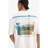 DeFacto Erkek DeFactoFit NBA Milwaukee Bucks Oversize Fit Bisiklet Yaka %100 Pamuk Tiş&ouml;rt