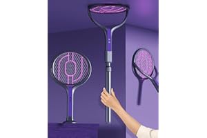 Mateju Racchetta Zanzare Elettrica Ricaricabile USB Scaccia Mosche Elettrica Scalabile Racchetta per Zanzare Protezione Maglia a 3 Strati per Casa Giardino Campeggio (Grigio Viola,1 Stück)