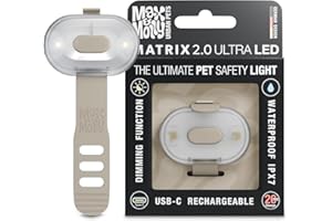 ‎MAX & MOLLY URBAN PETS Max & Molly Matrix 2.0 Ultra LED, Hundelicht für Geschirr, Leine & Halsband, Sand, Wasserfest, USB Wiederaufladbar, Hundelampe LED, Hunde Leuchtanhänger für mehr Sicherheit bei Nacht