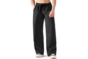 ineepor ​Jogginghose Herren Weites Bein Baumwolle, Sporthose Baggy Freizeithose Thermo Winter Gefütterte aus Fleece Trainingshose Warme Sweatpants mit Taschen für Männer, Wide Leg Hose XS - 5XL