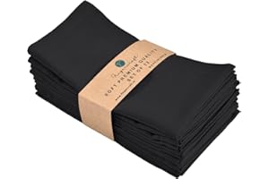 Fingercraft Dinner Cloth Napkins, Cotton Linen Blend Fabric 12 Pack Easter Special Black Premium Quality, Mitered Corners for Every Day Use Napkins are Pre Shrunk and Good Absorbency Black