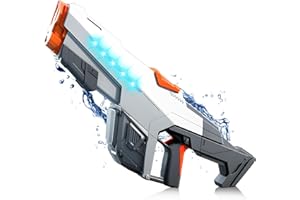 NATURAS AUTHERIC Wasserpistole Elektrisch, Elektrische Wasserpistole für Kinder Erwachsene, Große Wasserspritzpistole EIN-klick, 32FT Reichweite Water Gun mit Licht, Automatische Wasserpistolen, Spielzeug Pistole