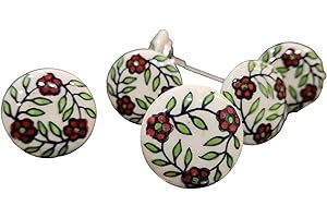 KNOBSWORLD Set of 6 Hand Painted Ceramic Door Knobs Classic Mandala Design for Drawers, Cupboards, Dresser, Wardrobe, Furniture, Door Knobs Including Screws and Nuts (05)
