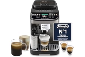 De'Longhi Magnifica Evo Next ECAM312.80.TB, Automatic Coffee Machine With Automatic Milk Frother, Bean To Cup Coffee and Cappuccino Machine with Intuitive Touch Display, Black/Titanium