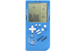 HLF Console de Jeu rétro Grand écran en Brique 9999 en 1 Réservoir/Course/tir Jeu de Puzzle décontracté Difficulté et Vitesse réglables Petites et faciles à Transporter Meilleurs Cadeaux (Bleu)