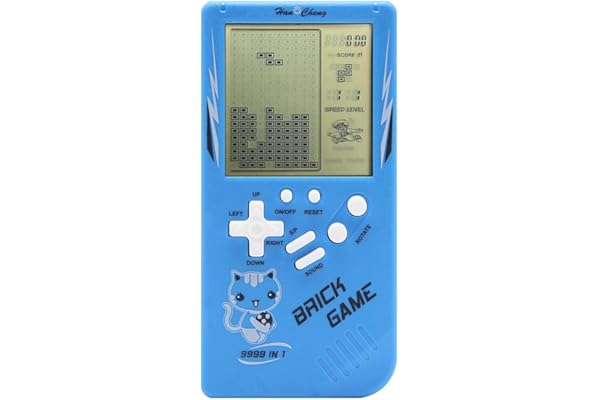 Console de Jeu rétro Grand écran en Brique 9999 en 1 Réservoir/Course/tir Jeu de Puzzle décontracté Difficulté et Vitesse réglables Petites et faciles à Transporter Meilleurs Cadeaux (Bleu)