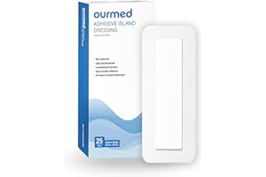 OURMED Cerotti sterili per ferite 10x25 cm, medicazione autoadesiva forte, protezione da tagli e graffi, rimozione indolore, confezionati singolarmente, 25 pezzi