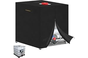 VANSHEIM Outdoor IBC Covers IBC Tote Covers Water Tank Protective Cover Tank Covers with Zip Rainproof Anti UV Water Barrels Cover for 800L 120x80x116cm