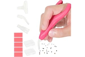CharySim Stylo de Peinture Diamant Ergonomique Accessoires avec 3 Forets RemplaçAbles, Parfait pour L'Art De La Peinture Au Diamant Pour Adultes et DéButants Rose (Plume de stylo en plastique)