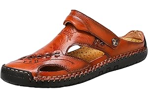 OBIQUZZ Mules en cuir pour homme - Sandales d'été fermées - Pantoufles respirantes en maille - Antidérapantes - Chaussures d'été - Chaussures de plage - Chaussures confortables - Tailles 38 à 48