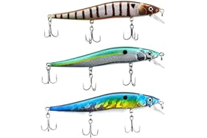 ‎ODS LURE ODS Wobbler Zanderfang Kunstköder 3er Set, Minnow Oberflächenköder mit 3 Angelhaken mit Köderbox