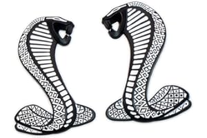 YK ZAOOER Métal 3D Shelby Autocollant Autocollant emblème Insigne Serpent Cobra (à Droite) Liens et pour Le Sport Ford Mustang Ensemble de 2,Black and White