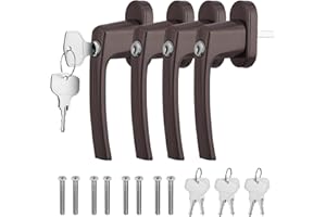 GETLITOOL Klamki okienne zamykane, 4 sztuki aluminiowych zamków okiennych z kluczami, uchwyt okienny o długości trzpienia 35 mm, zabezpieczenie przed dziećmi, zabezpieczenie okna do drzwi okiennych,