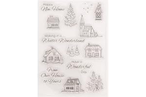 Arbuya Christmas Tree House New Home Winter Wonderland Clear Stamps for Card Making Decoration and DIY Scrapbooking