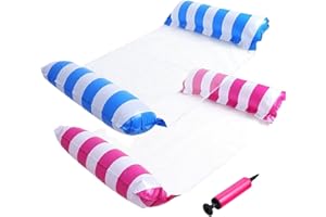 WUYULUNBI Enjoy Pool Time with 2 Pack Inflatable Pool Floats- Water Hammock & Lounge Chair, Air Mattress & Pool Party Toys for Adults with Manual Pump (Blue&Pink)