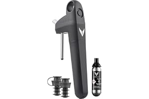 Coravin Sistema di Conservazione del Vino Pivot per Vino Rosso & Bianco|Mantiene il Vino Fresco Fino a 4 Settimane - Tappo per Vino Riutilizzabile|2 Tappi Pivot & 1 Capsula di Gas Argon - Nero