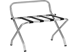 CARO-Möbel Kofferständer Suite mit Wandschutz, Kofferbock Kofferablage, Metall grau lackiert, klappbar