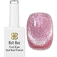 Bolt Bee Professional Cat Eye Gel Nail Polish Magnetic Cat Eye Effect, Soak Off UV & LED Gel, Long-Lasting Glitter Nail Polish for Salon & Home Use (Rose Gold, 14ml)