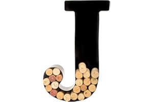 will's Portacorchos para vino - Letra monograma de metal (J), negro, grande | Regalos para amantes del vino, inauguración de la casa, compromiso y despedida de soltera | Arte de pared personalizado