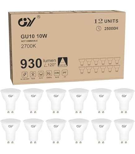 Unikcst GU10 LED Warm Wit 10W Lichtlamp Vervangt 100W Halogeenlamp 3000K Glasbasis 1050lm Heldere Spotlight Lampen 240V Stralingshoek 120° LED Spotverlichting, Niet-Dimbaar Verpakking van 6