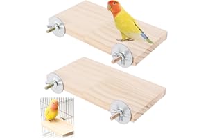 KURYT Bird Platform,2 PCS Bird Platform Perch,Bird Wooden Platform,Platform Perch for Birds Climbing Platform Bird Cage Accessories Wooden Frame Small Animal Resting Place Suitable for Small Animal Pet Toys